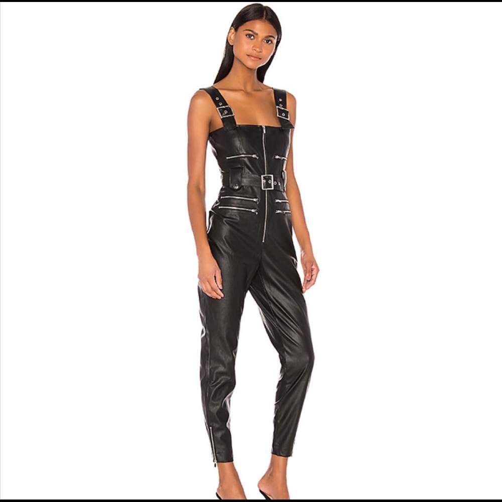 WeWoreWhat Motto Vegan leather overall